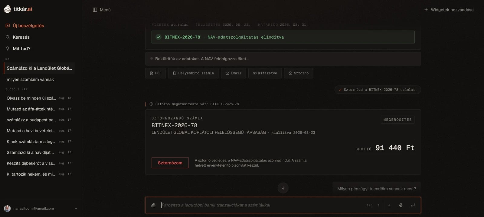 The cancellation confirmation card: a red button, the operation fires only after approval