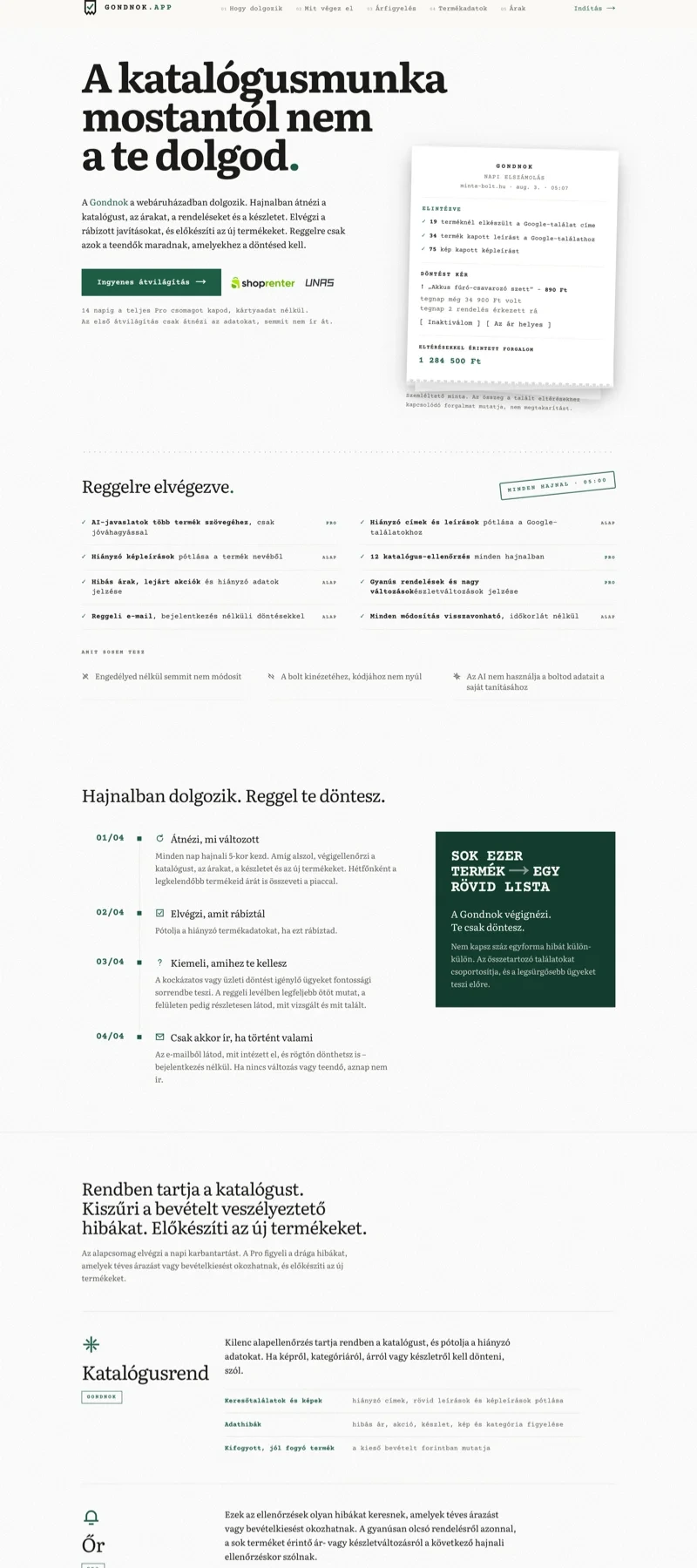 The gondnok.app landing page on desktop and mobile
